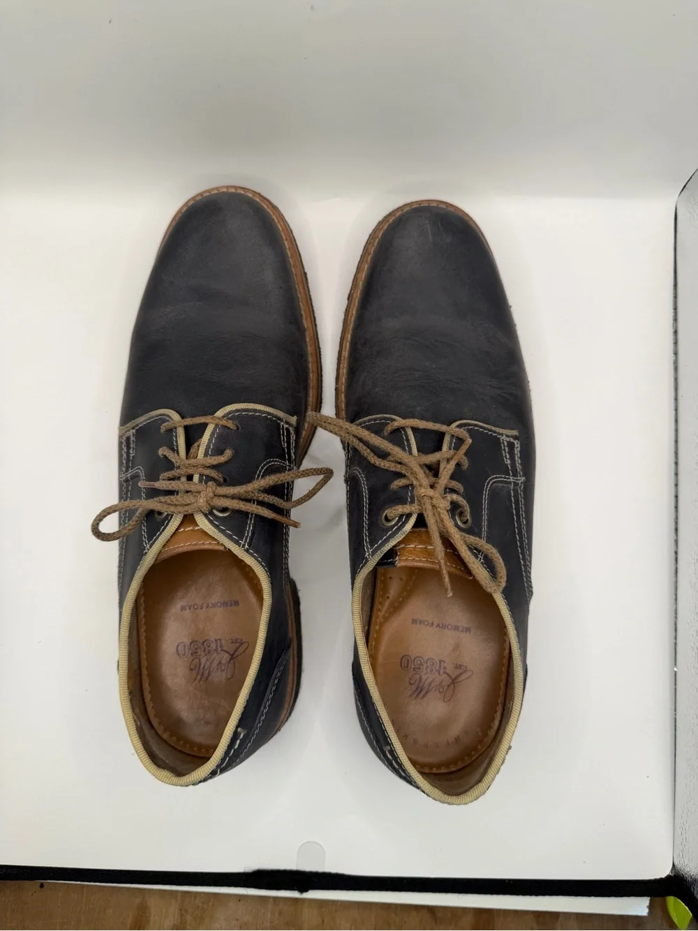 Johnston & Murphy 1850 Men’s Leather Oxford Dress Shoes Navy Blue Size 8